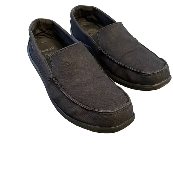 CROCS Other - Crocs Black Canvas Rubber Soled Loafers Men’s Size 12